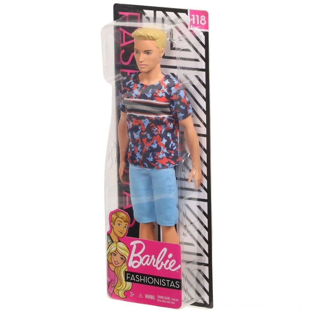 Clearance Sale - Barbie Ken Fashionistas Figurine - Active Print - Frenzy:£7[sia5374te]