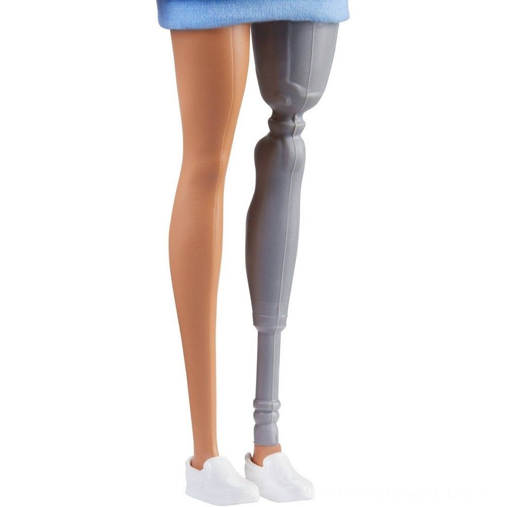 Barbie Fashionistas Figure # 121 Brunette Hair and also Prosthetic Lower Leg