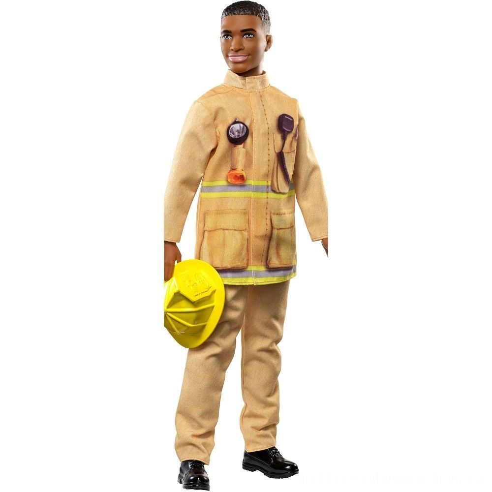 Online Sale - Barbie Ken Job Firefighter Figurine - Frenzy Fest:£7