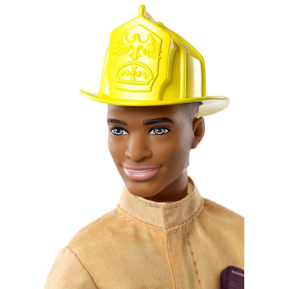 Insider Sale - Barbie Ken Profession Firefighter Dolly - One-Day Deal-A-Palooza:£7[nea5385ca]