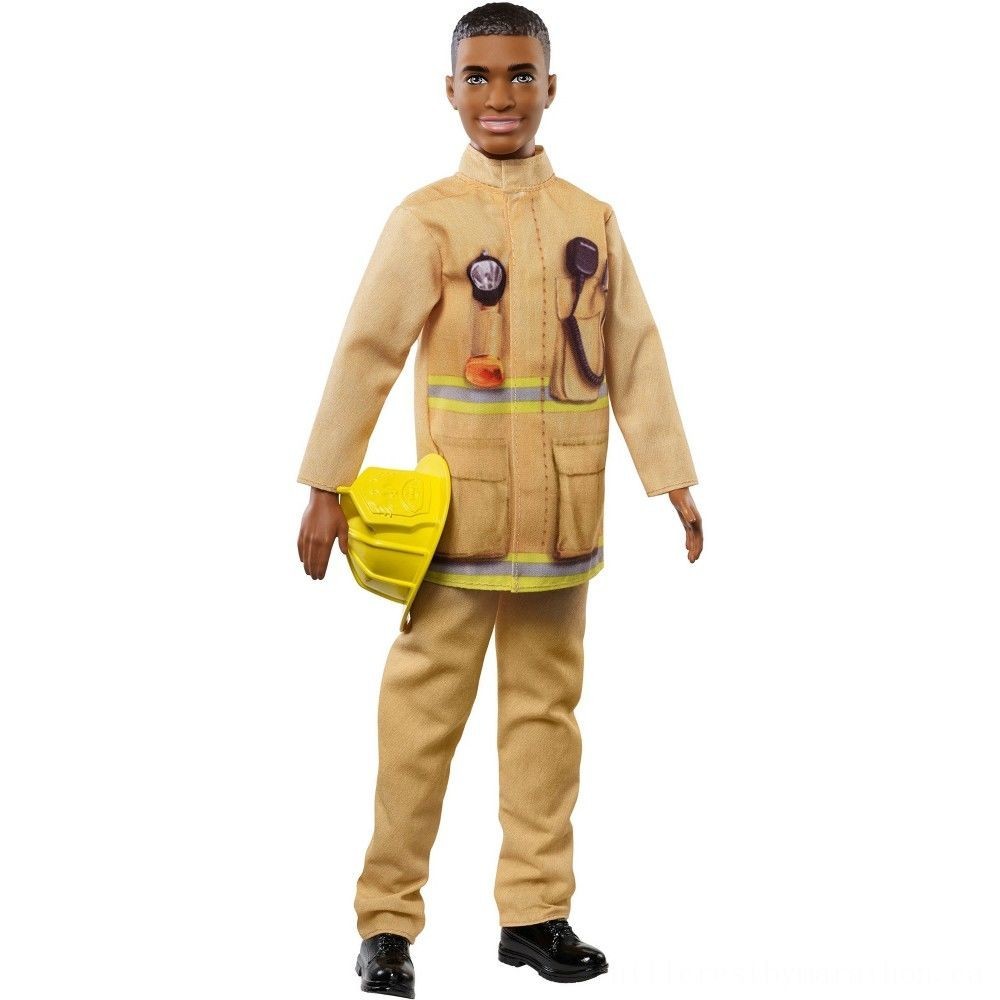 Price Match Guarantee - Barbie Ken Occupation Fireman Figurine - New Year's Savings Spectacular:£7[coa5385li]