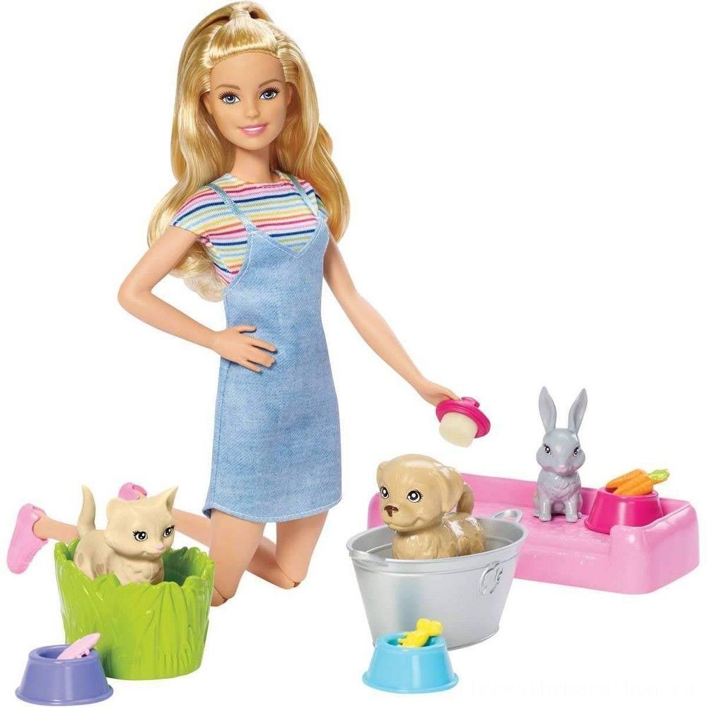 Barbie Play 'n' Clean Pets Doll and Playset