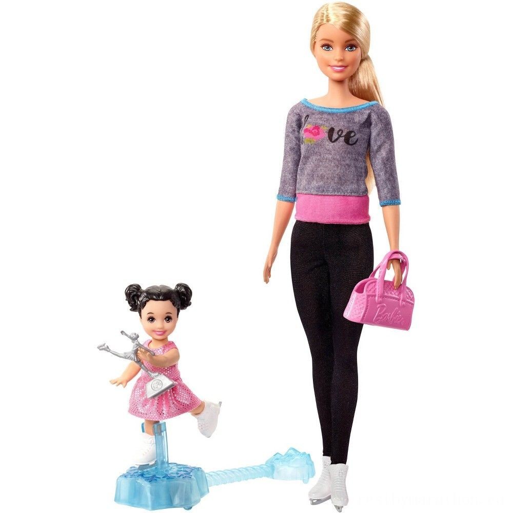 Barbie Ice-skating Coach Dolls && Playset