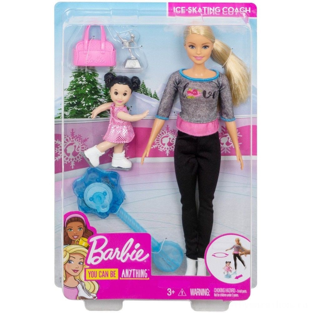 Barbie Ice-skating Coach Dolls && Playset