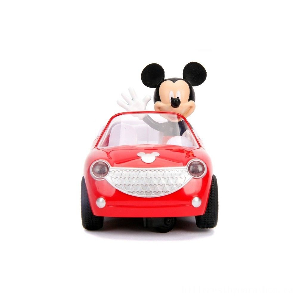 Jada Toys Disney Junior RC Mickey Mouse Club Property Roadster Remote Automobile 7&& quot; Glossy Red