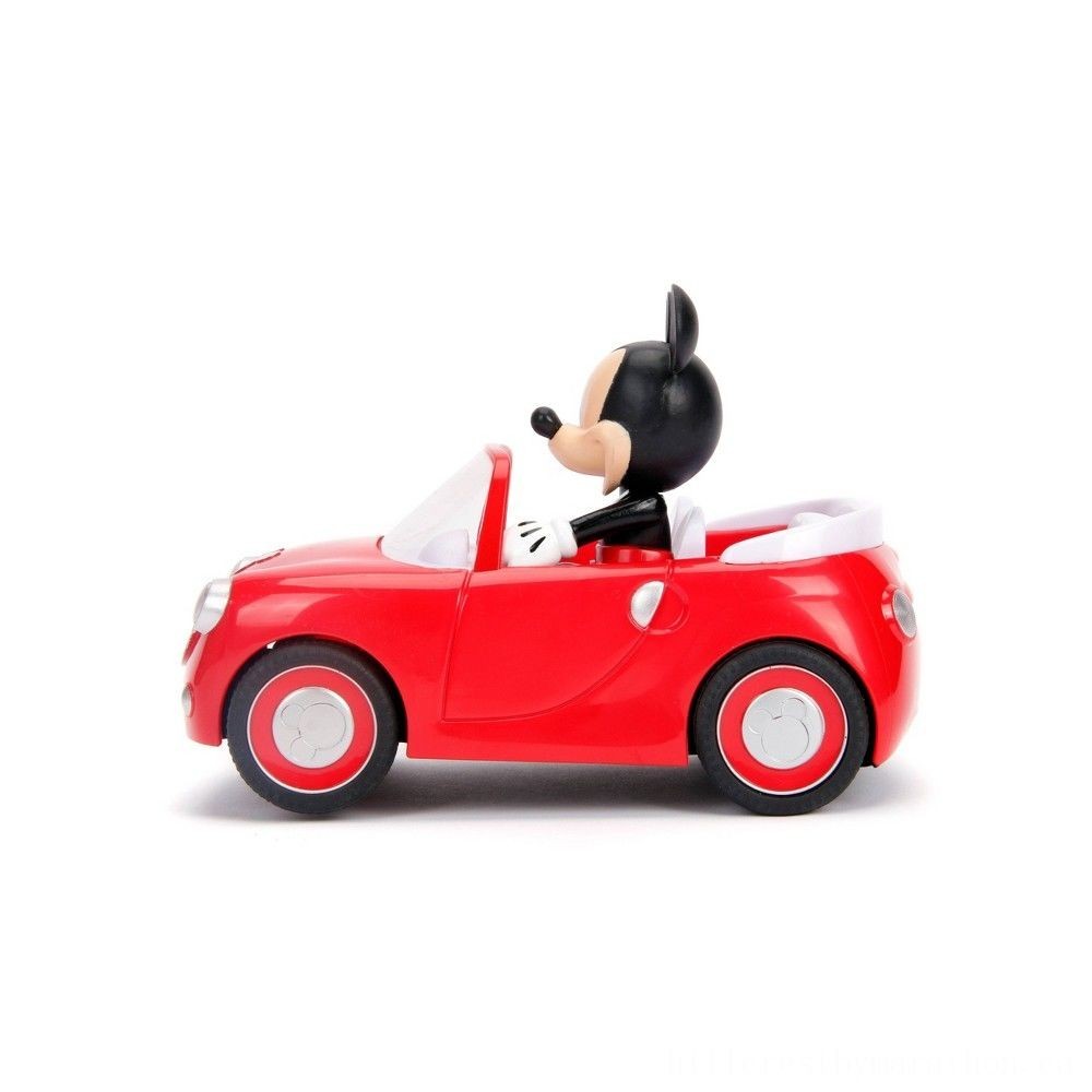 Jada Toys Disney Junior RC Mickey Computer Mouse Nightclub Home Car Remote Automobile 7&& quot; Shiny Reddish