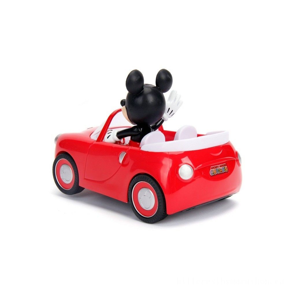 Back to School Sale - Jada Toys Disney Junior RC Mickey Computer Mouse Club Home Roadster Push-button Control Auto 7&&   quot; Lustrous Reddish - Online Outlet Extravaganza:£13