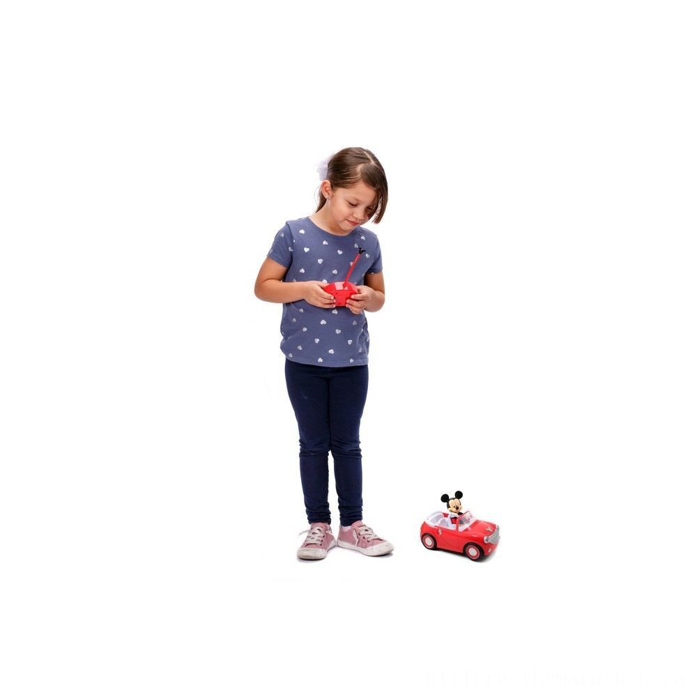 Jada Toys Disney Junior RC Mickey Mouse Club House Roadster Push-button Control Car 7&& quot; Lustrous Reddish