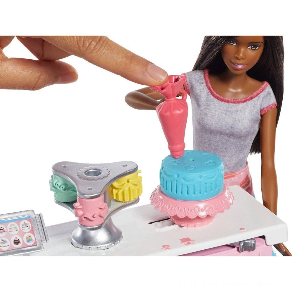 Click and Collect Sale - Barbie Birthday Cake Bakeshop Playset - Halloween Half-Price Hootenanny:£18[cha5427ar]