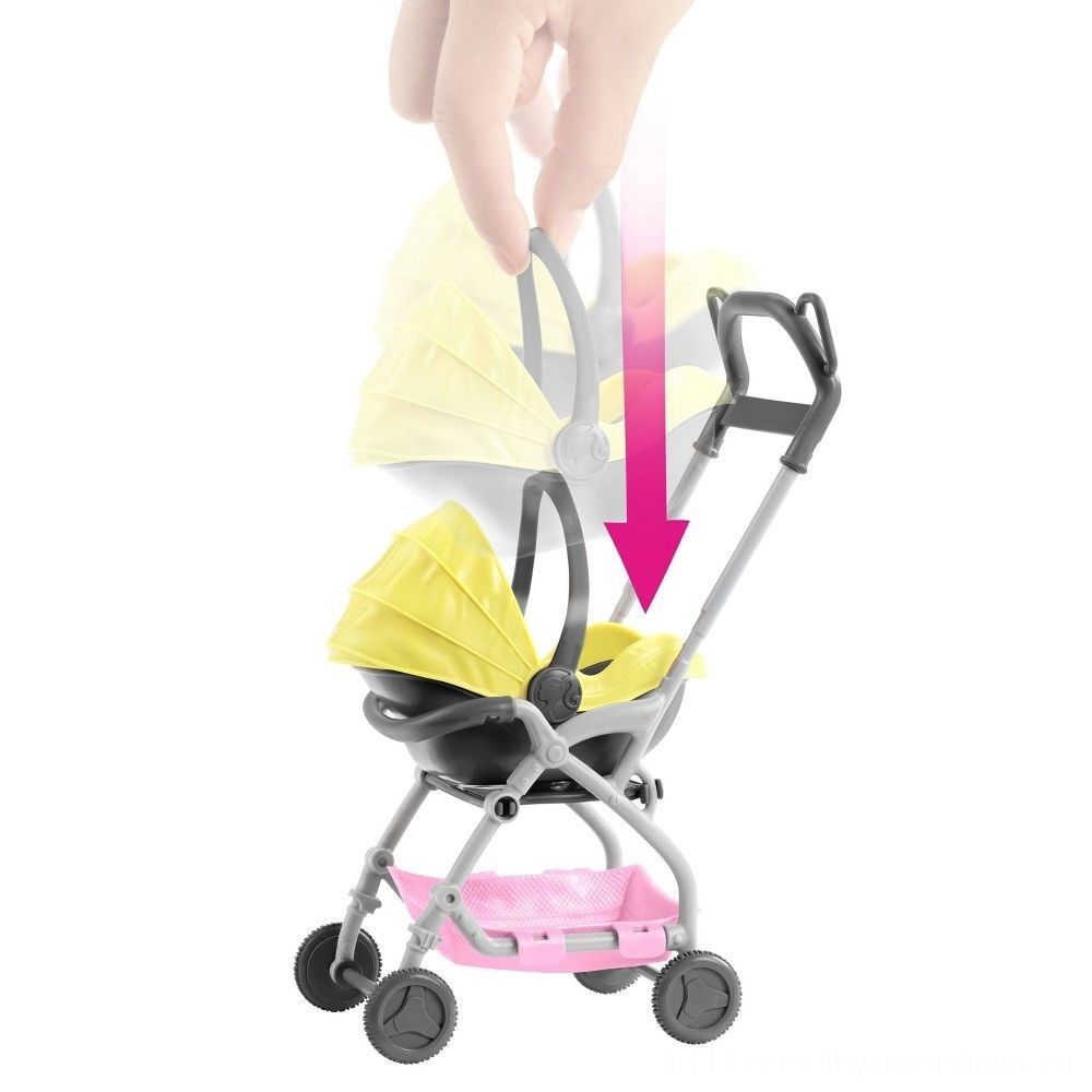 Barbie Skipper Babysitter Inc. Child Stroller and Baby Playset