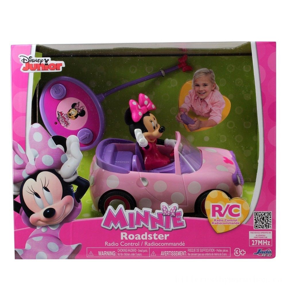 No Returns, No Exchanges - Jada Toys Disney Junior RC Minnie Bowtique Roadster Push-button Control Automobile 7&&   quot; Pink along with White Polka Dots - Click and Collect Cash Cow:£14[ama5436az]