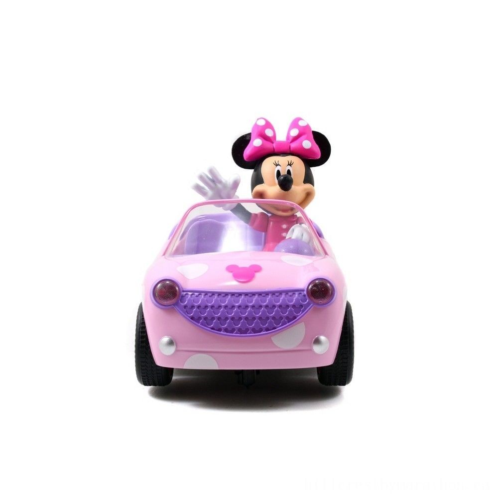 April Showers Sale - Jada Toys Disney Junior RC Minnie Bowtique Car Push-button Control Vehicle 7&&   quot; Pink along with White Polka Dots - Spree-Tastic Savings:£13