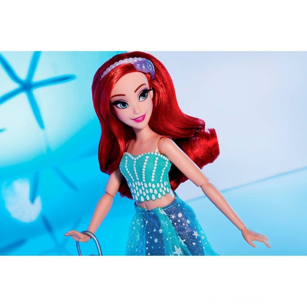 Disney Little Princess Design Collection Ariel Doll with Purse and also Footwear