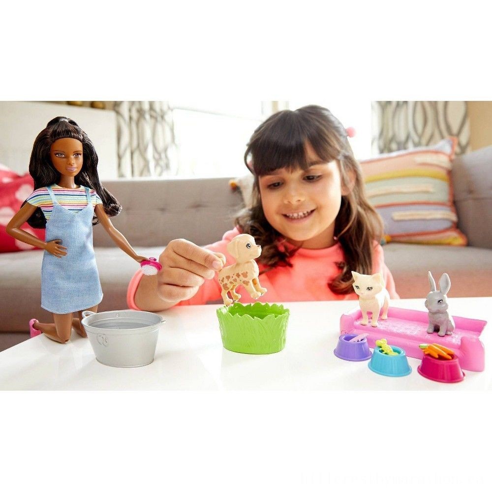 Barbie Play 'n' Laundry Pets Nikki Figurine as well as Playset