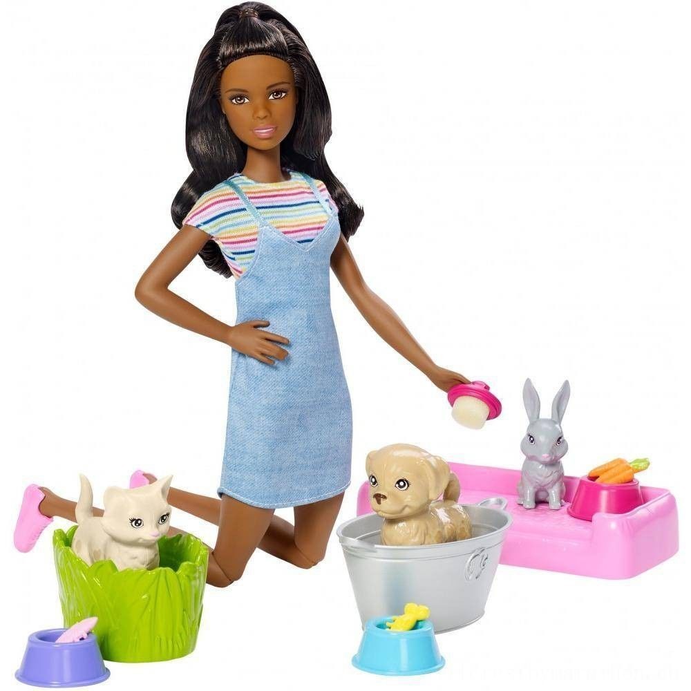 Barbie Play 'n' Wash Pets Nikki Toy as well as Playset