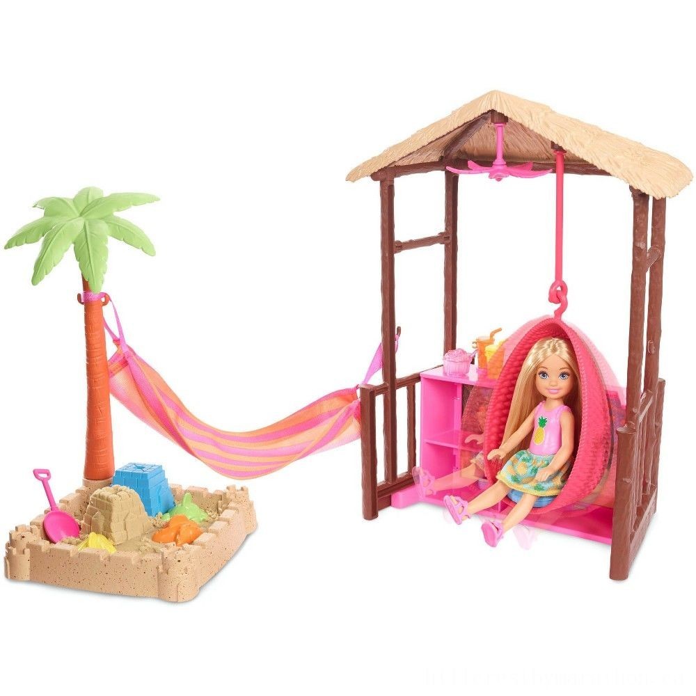 Online Sale - Barbie Chelsea Tiki Hut Playset - Digital Doorbuster Derby:£16[cha5528ar]