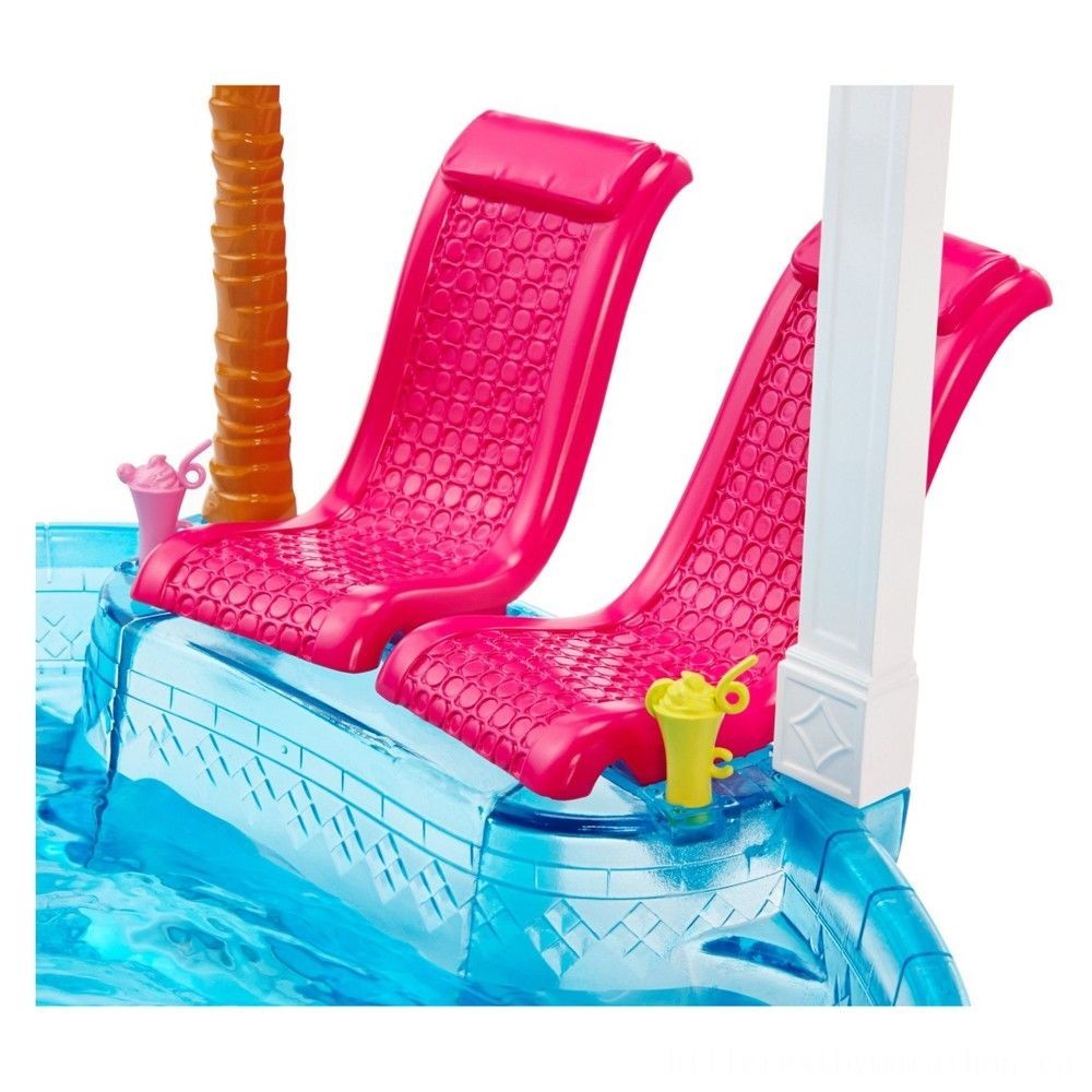 Barbie Glam Swimming Pool with Water Slide && Pool Accessories