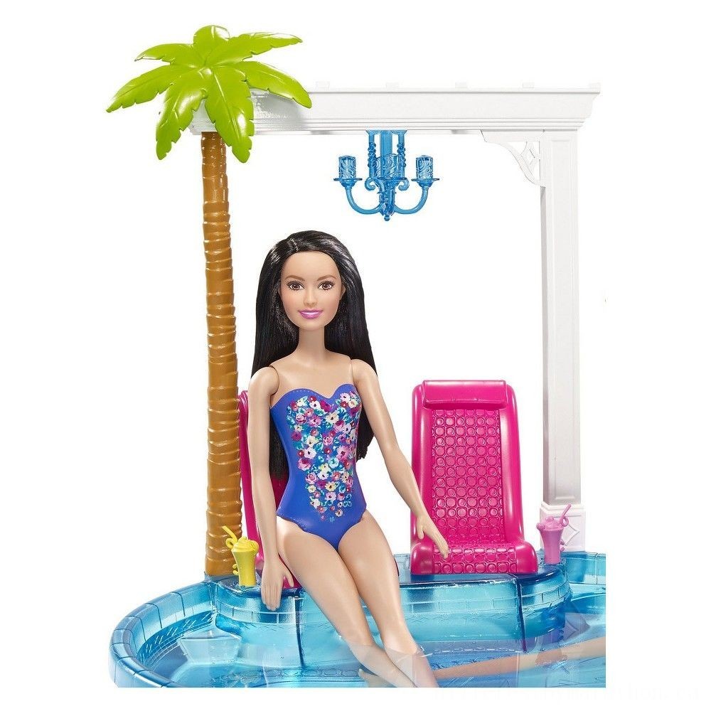 Barbie Glam Swimming Pool with Water Slide && Pool Equipment