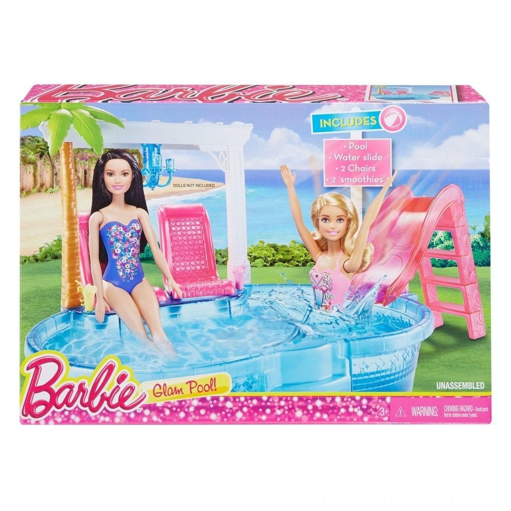 Barbie Glam Pool along with Water Slide && Pool Equipment