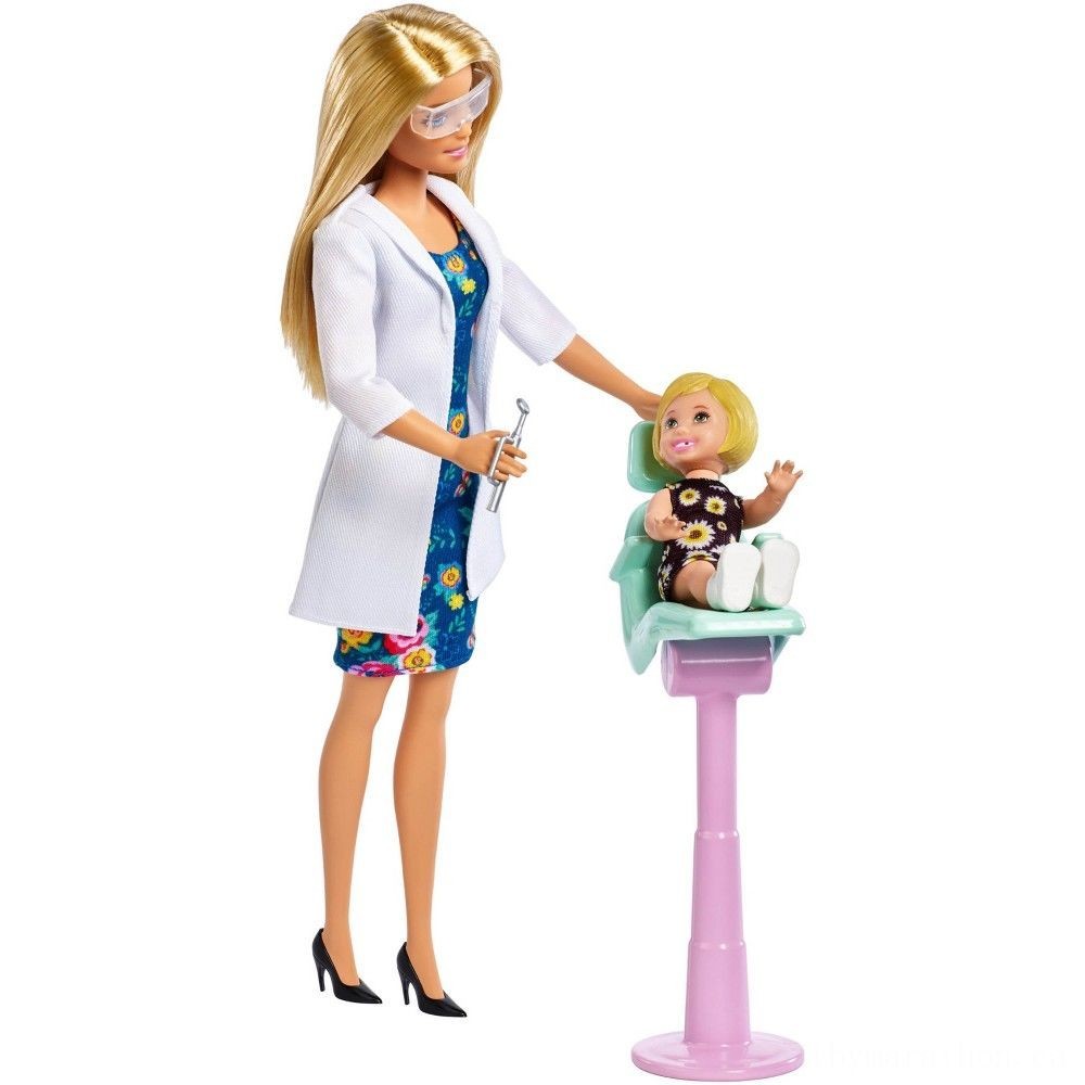 Barbie Dental Professional Dolly && Playset- Golden-haired