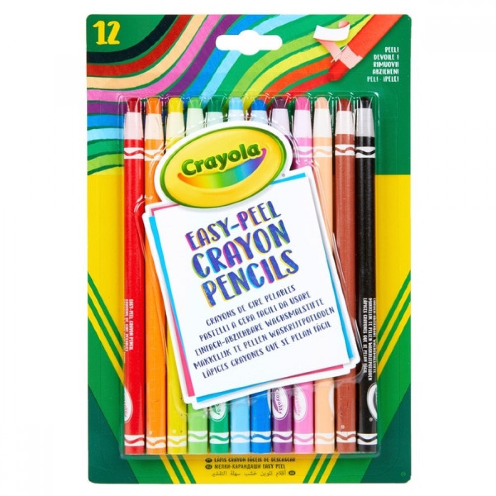 Crayola 12 Easy Peeling Colored Wax Pencils