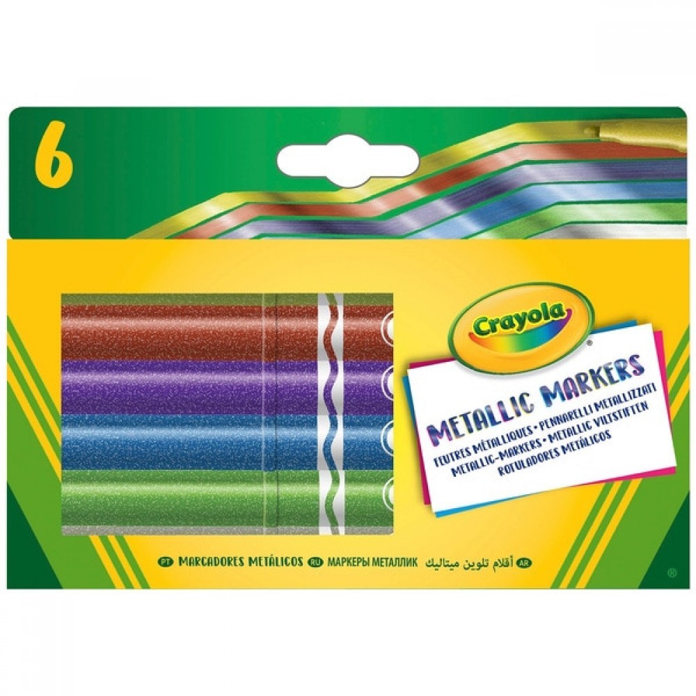 Sale - Crayola 6 Metallic Markers - Clearance Carnival:£5[nea5588ca]