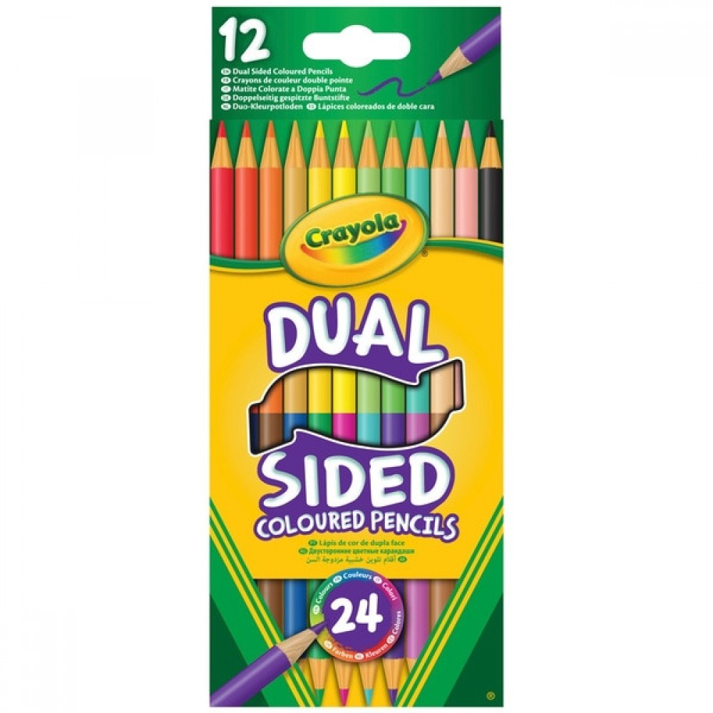 Online Sale - Crayola 12 Twin Sided Pencils - Off:£4[jca5608ba]