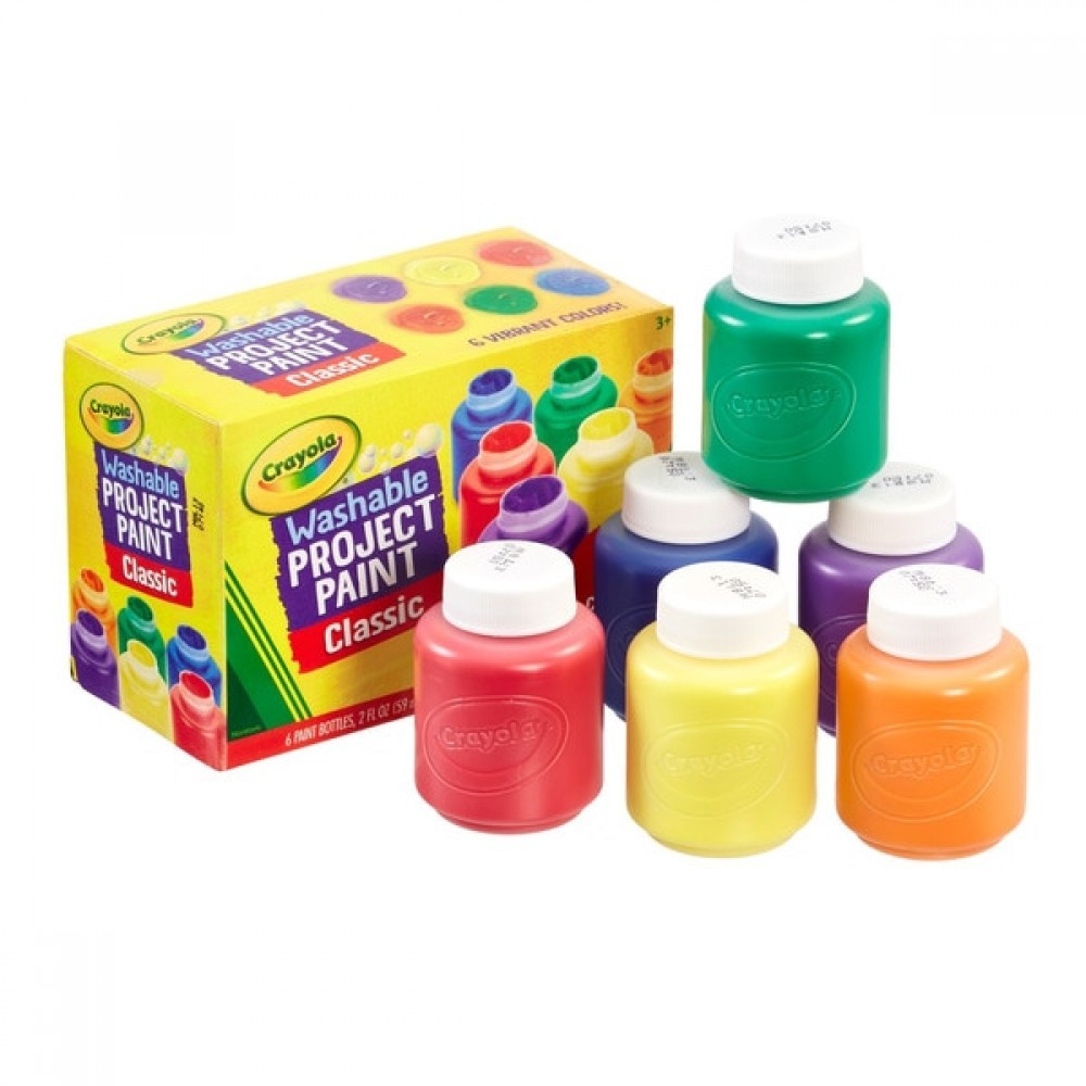 Closeout Sale - Crayola 6 Cleanable Children Paint - New Year's Savings Spectacular:£4
