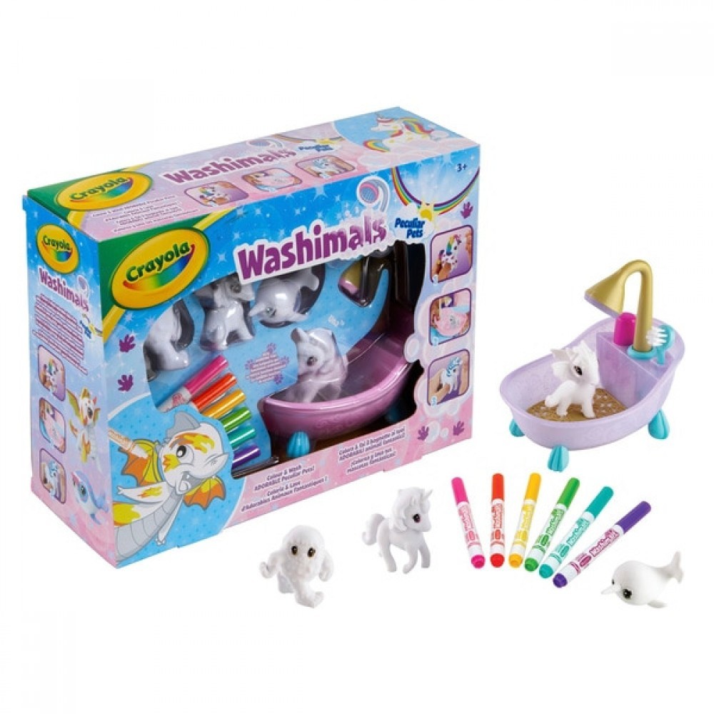 Fall Sale - Crayola Washimals Peculiar Pets Playset - Online Outlet Extravaganza:£16[laa5629ma]