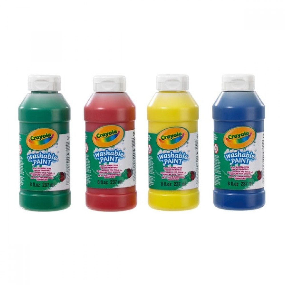 September Labor Day Sale - Crayola 4 Pack Cleanable Paint - Memorial Day Markdown Mardi Gras:£5