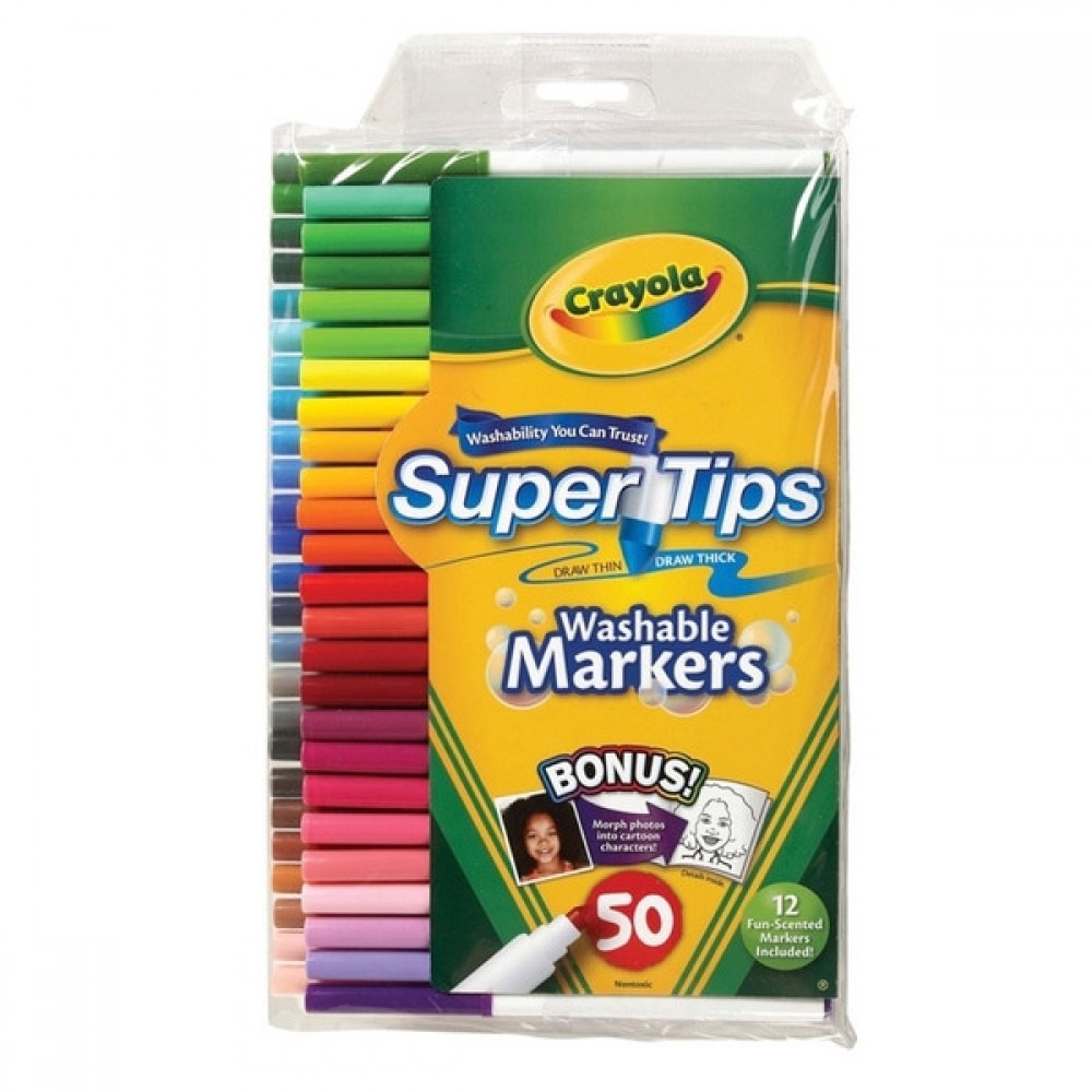 Crayola Super Tips 50 Cleanable Pens