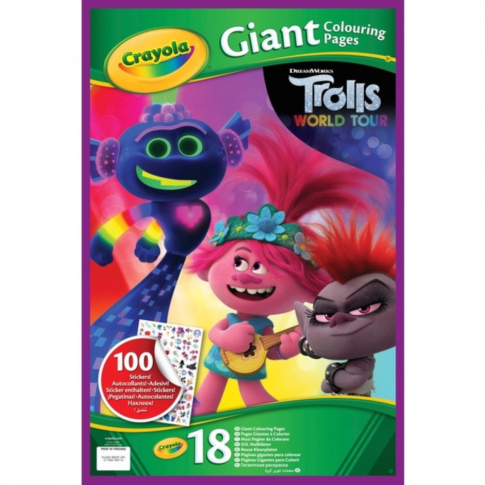 Free Gift with Purchase - Crayola Trolls 2 Giant Colouring Pages - Labor Day Liquidation Luau:£3[jca5693ba]