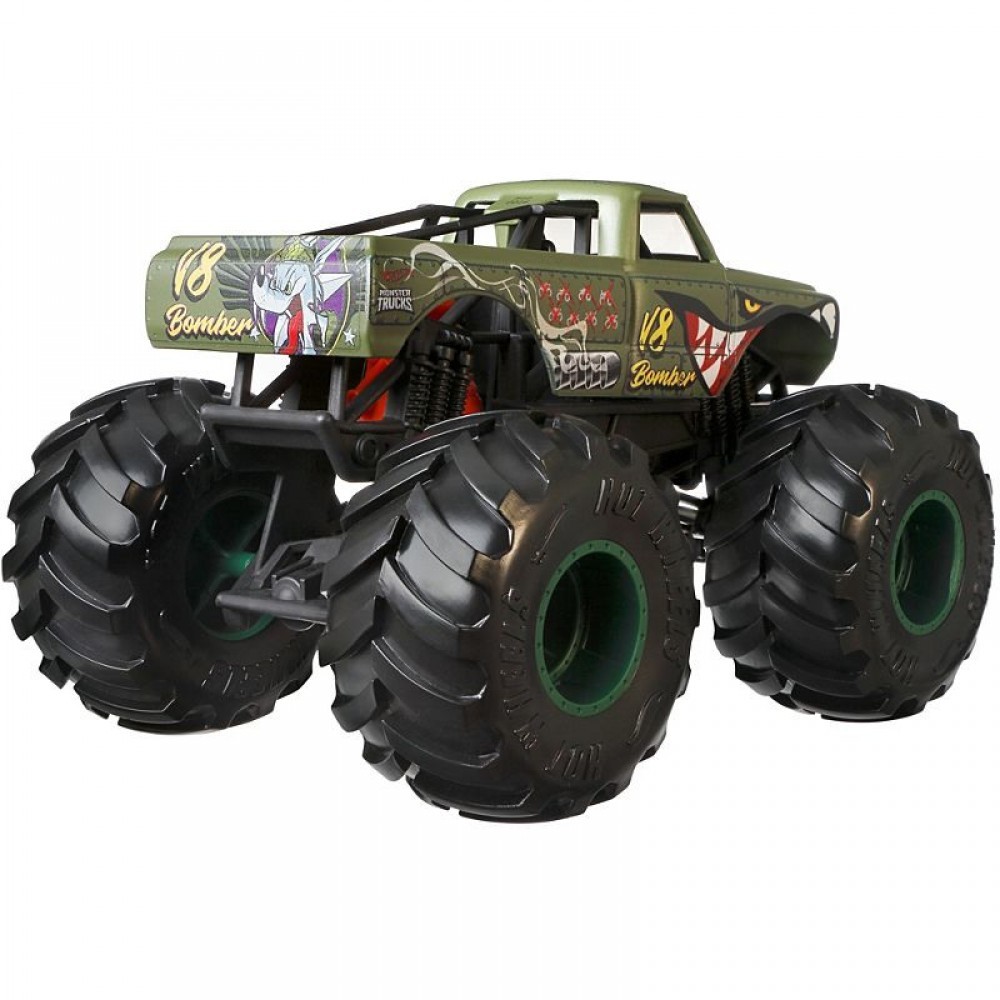 Discount - Very hot Wheels  Monster Trucks 1:24 V8 Bombing Plane Lorry - Web Warehouse Clearance Carnival:£9