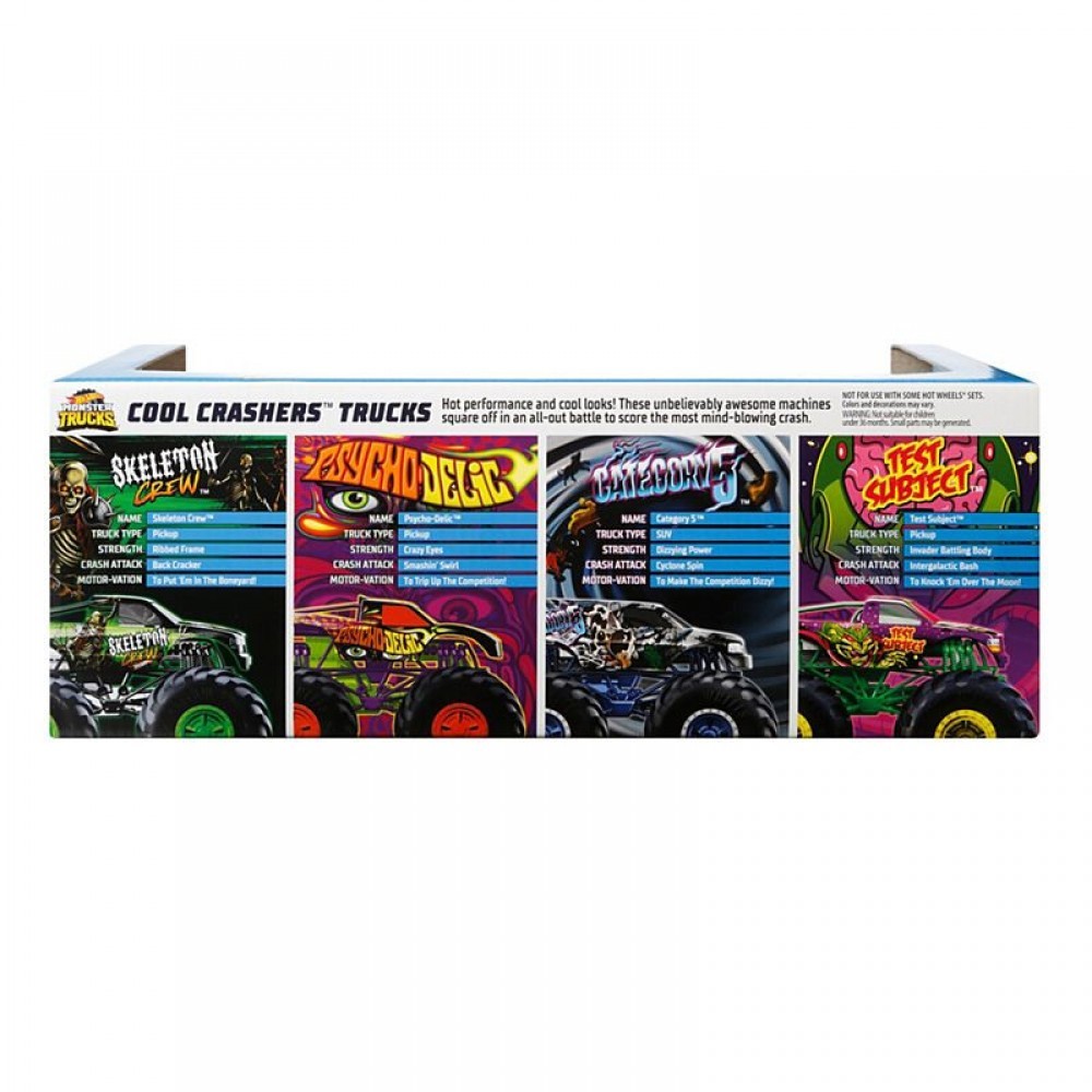 Scorching Wheels Monster Trucks 1:64 4-Pack Collection