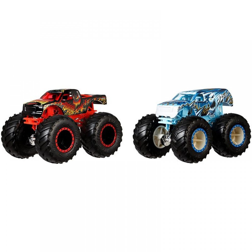 Very hot Tires Monster Trucks 1:64 Demo Doubles 2-Pk Collection
