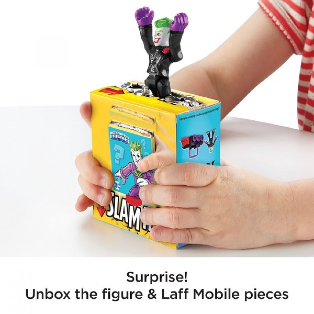 Imaginext DC Super Friends Slammers Laff Mobile and also Mystery Body