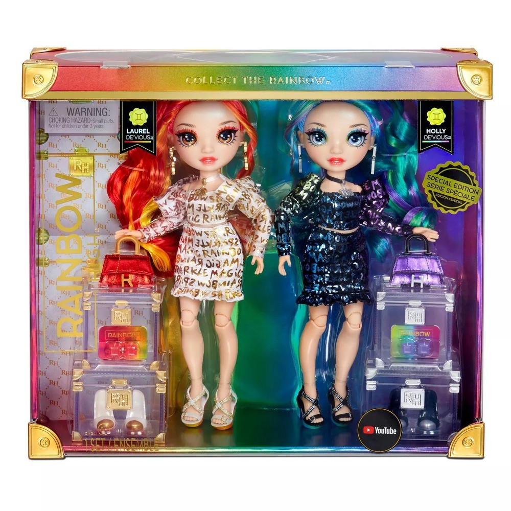 Gift Guide Sale - Rainbow High Twin babies 2-Pack figurine set Manner &&    Holly De' vious - Blowout Bash:£44[bea6751nn]