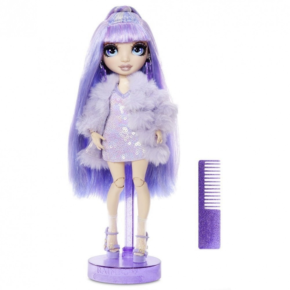 Rainbow High Violet Willow-- Purple Fashion Trend Figurine along with 2 Clothing