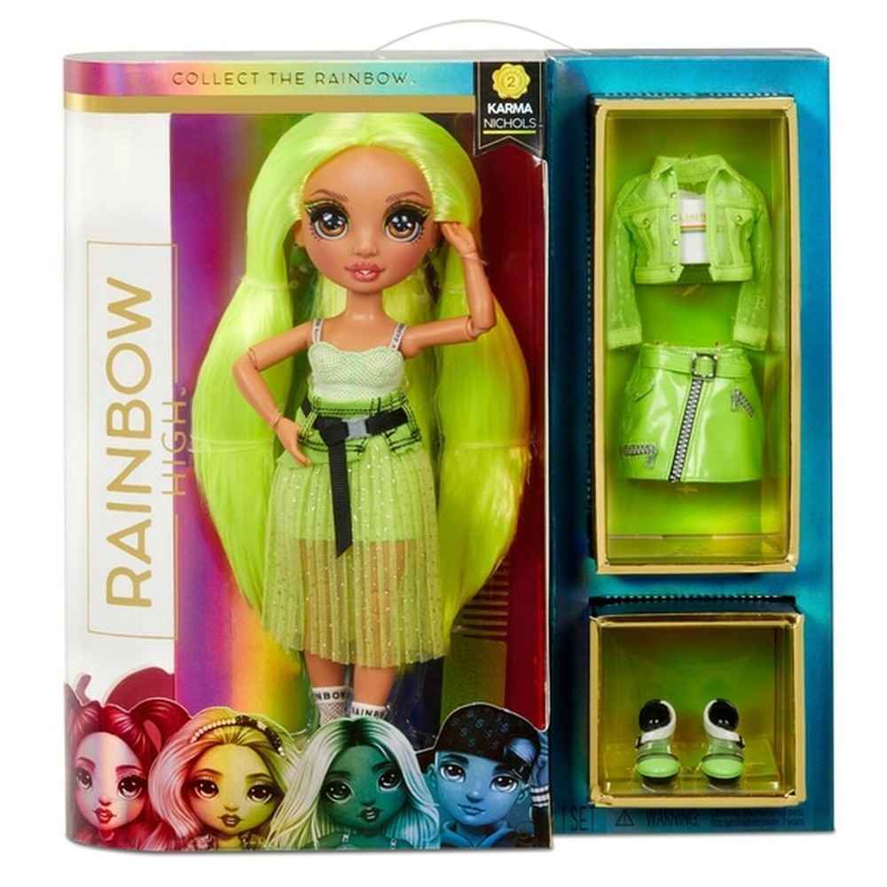 Rainbow High Fate Nichols-- Neon Green Fashion Dolly with 2 Full Mix && Match Outfits and Equipment<br>