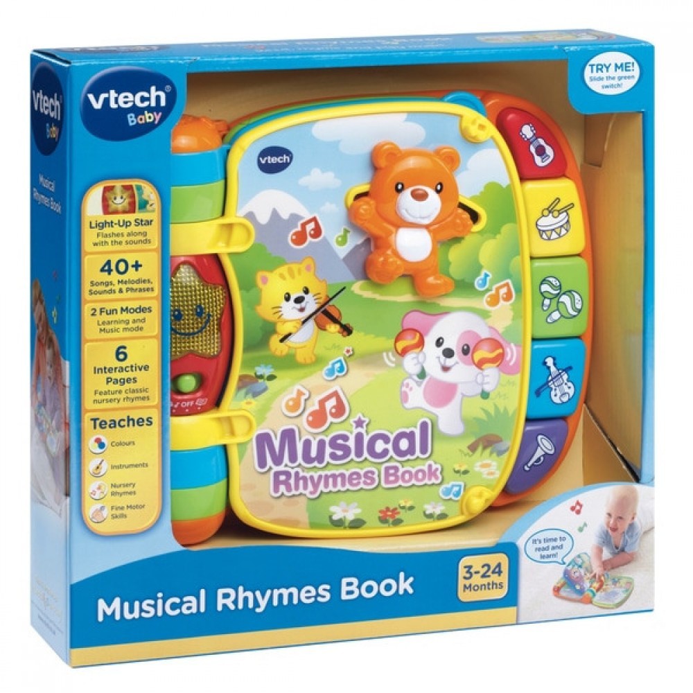 Holiday Gift Sale - VTech Music Rhymes Manual - Curbside Pickup Crazy Deal-O-Rama:£13[bea6908nn]