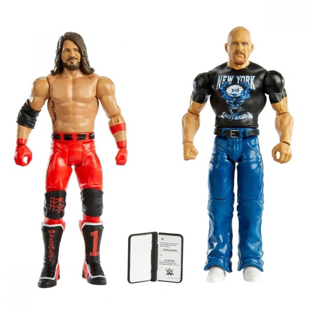 Cyber Monday Week Sale - WWE Battle Load Set 67 Steve Austin and AJ Styles - E-commerce End-of-Season Sale-A-Thon:£15[laa7020ma]