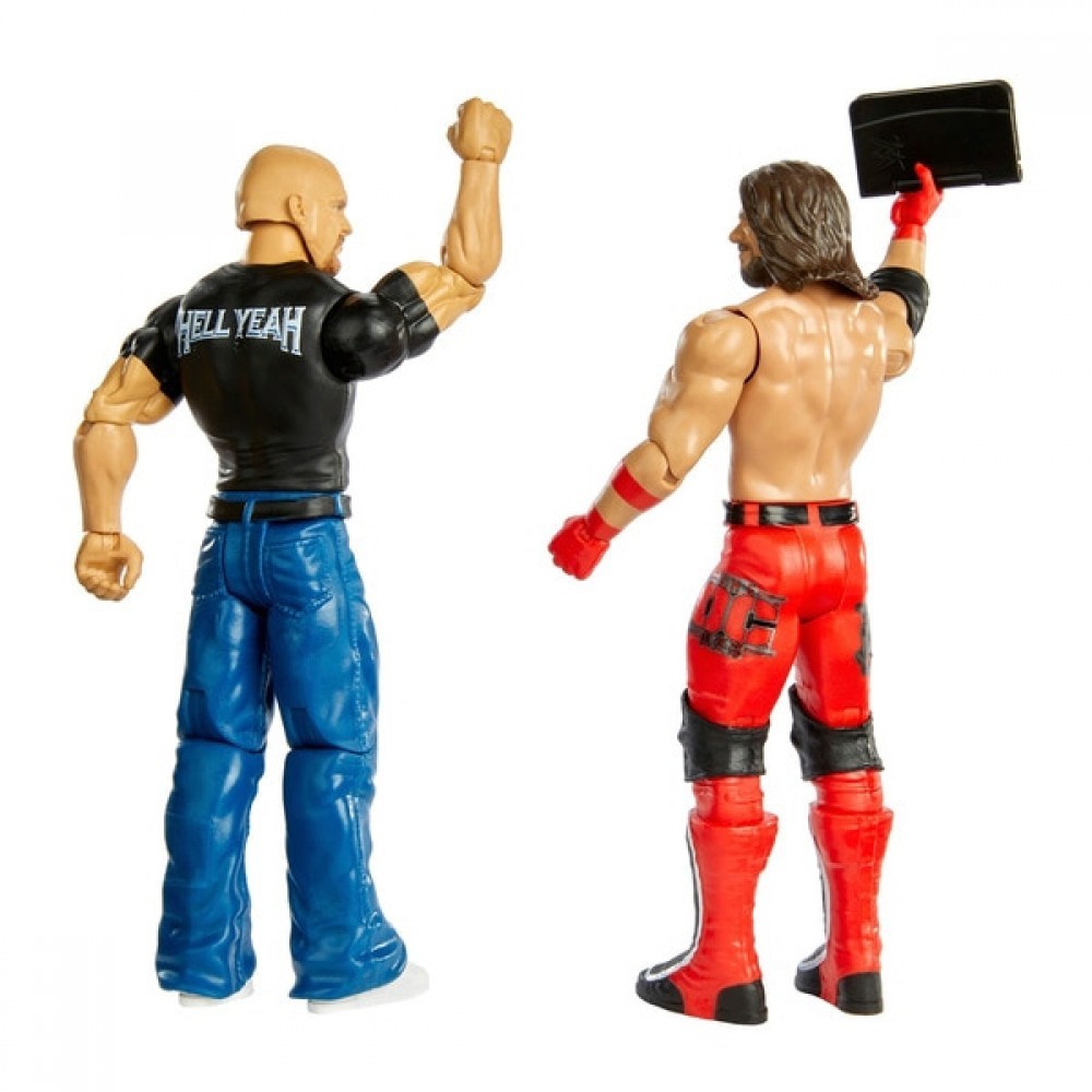 Discount Bonanza - WWE Battle Stuff Collection 67 Steve Austin as well as AJ Styles - Hot Buy Happening:£16