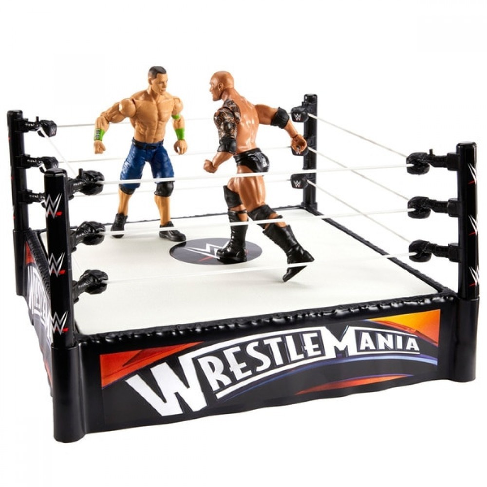 WWE Wrestlemania Ring Package along with John Cena and also The Rock Figures