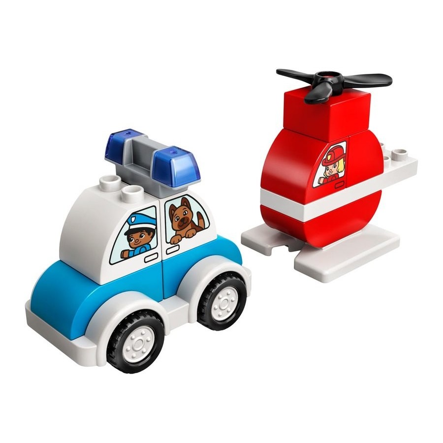 Lego Duplo Fire Helicopter & Authorities Car