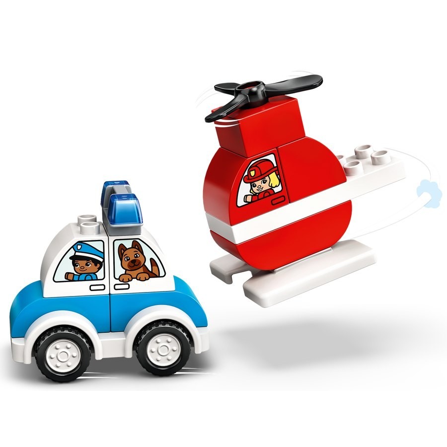 Lego Duplo Fire Chopper & Police Cars And Truck