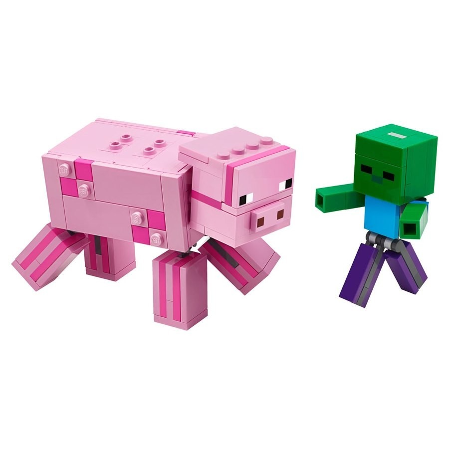 Lego Minecraft Bigfig Pig Along With Little One Zombie