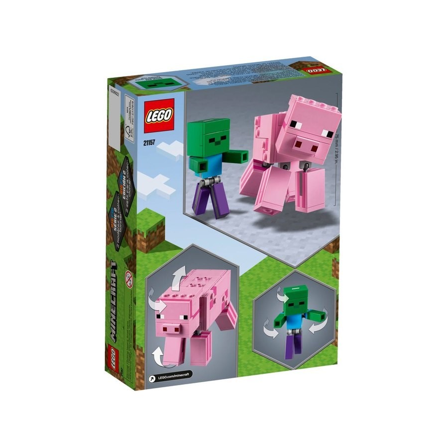 Curbside Pickup Sale - Lego Minecraft Bigfig Porker Along With Child Zombie - Half-Price Hootenanny:£12[cob10960li]