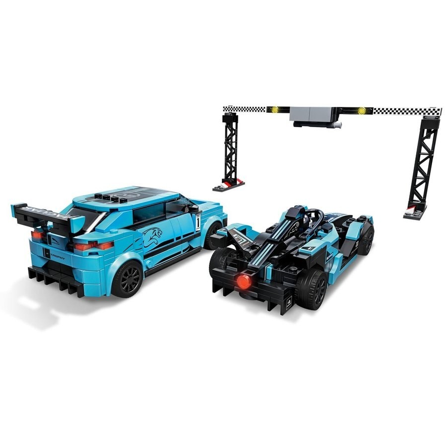 Lego Speed Champions Formula E Panasonic Cat Competing Gen2 Vehicle & Cat I-Pace Etrophy