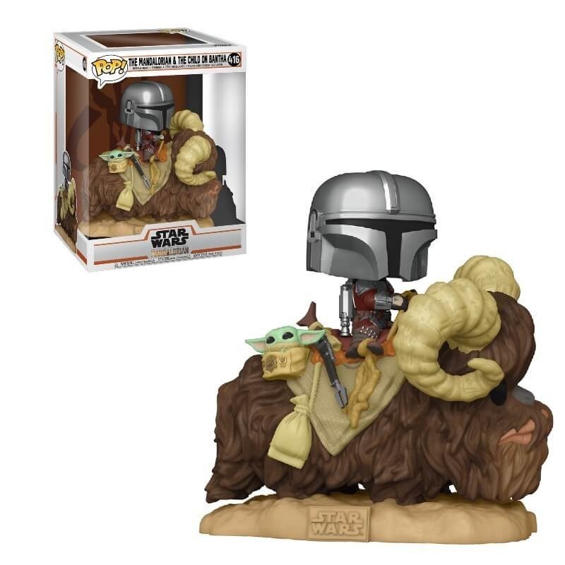 Superstar Wars The Mandalorian on Bantha with The Youngster (Infant Yoda) Funko Pop! Vinyl