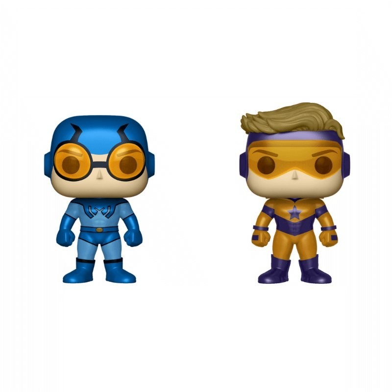 DC Blue Beetle & Booster Gold Metallic 2 Pack EXC Funko Stand Out! Plastics